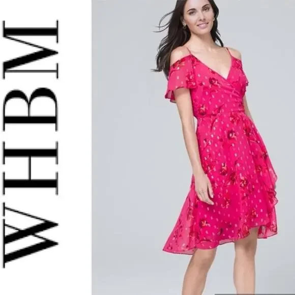 White House Black‎ Market Cold-Shoulder Ruffle Dress - NWT - Picture 2 of 5